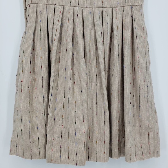 Modcloth Myrtlewood of California Dress L Taking the Train Fit & Flare Tweed Tan - Picture 7 of 8